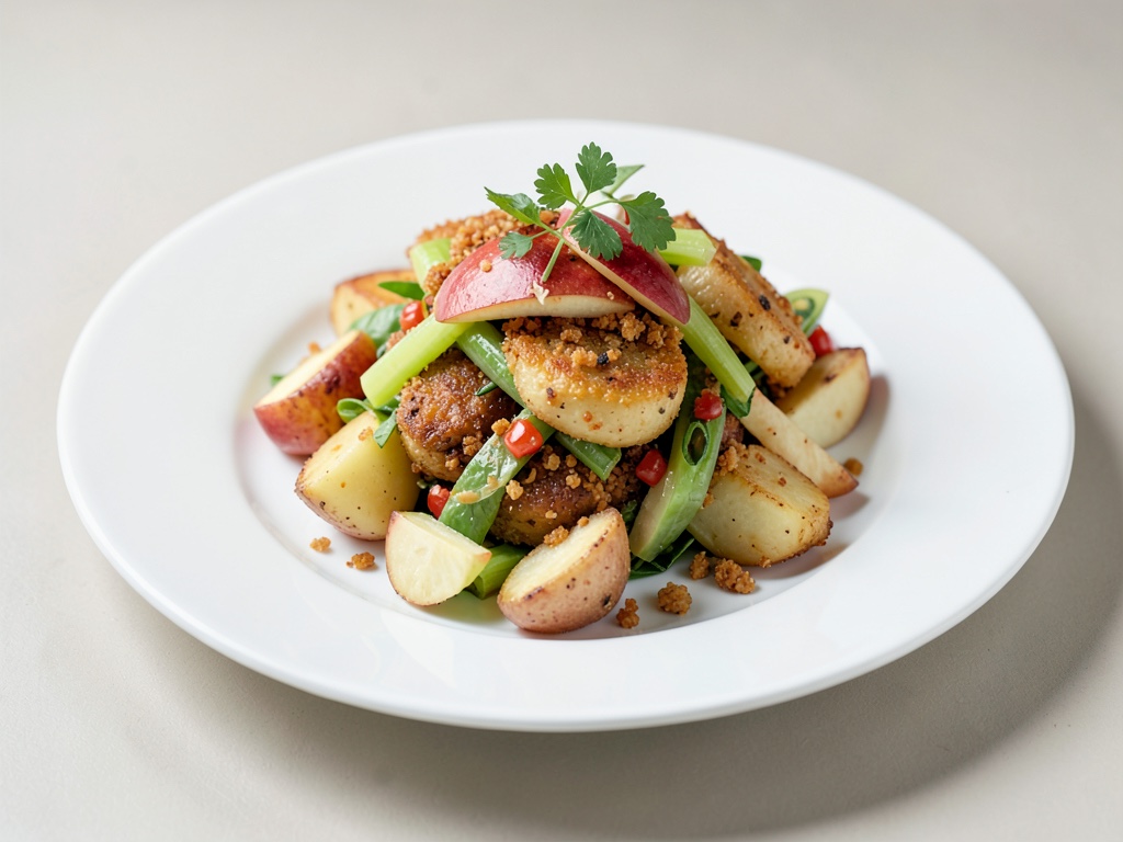 Salade croustillante de pommes de terre, céleri et pomme