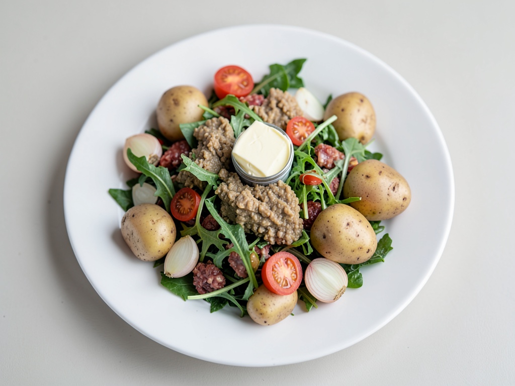 Insalata classica di patate, spinaci e tonno