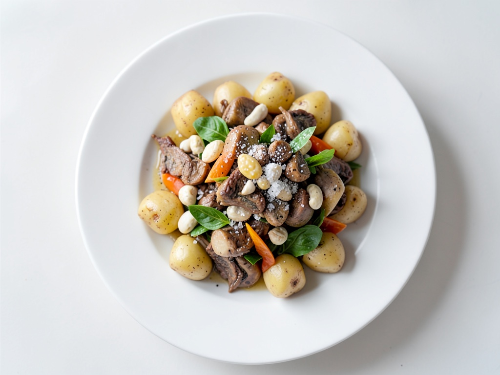 Insalata tiepida di funghi porcini e patate con pesce angelo