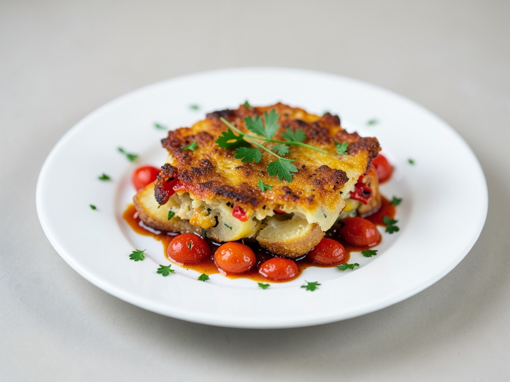 Gratin croccante di patate e pomodori