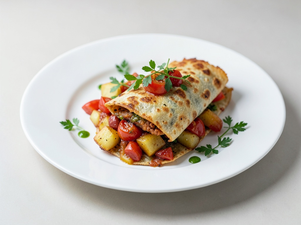 Tortilla croccante di patate e pomodori