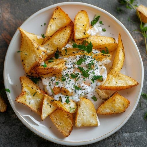 Wedge di patate croccanti con fresco dip di quark