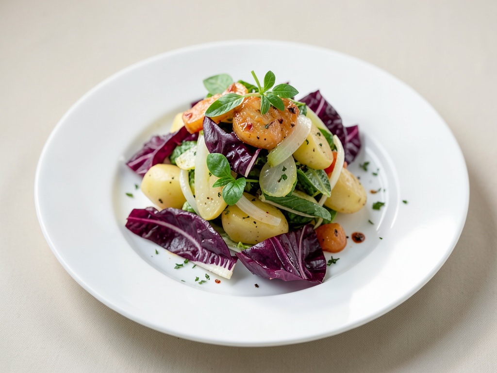 Insalata di patate e cipolle con radicchio