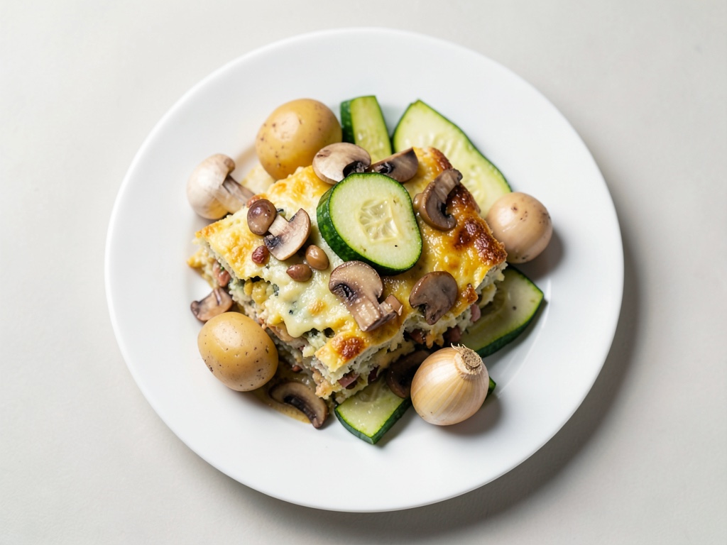 Gratin misto di patate, zucchine e funghi