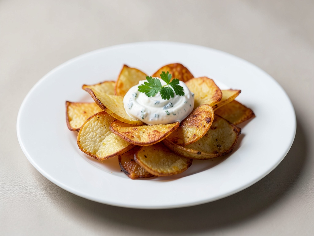Patatine di patata croccanti con yogurt fresco