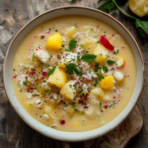Zuppa di patate cremosa con cubetti