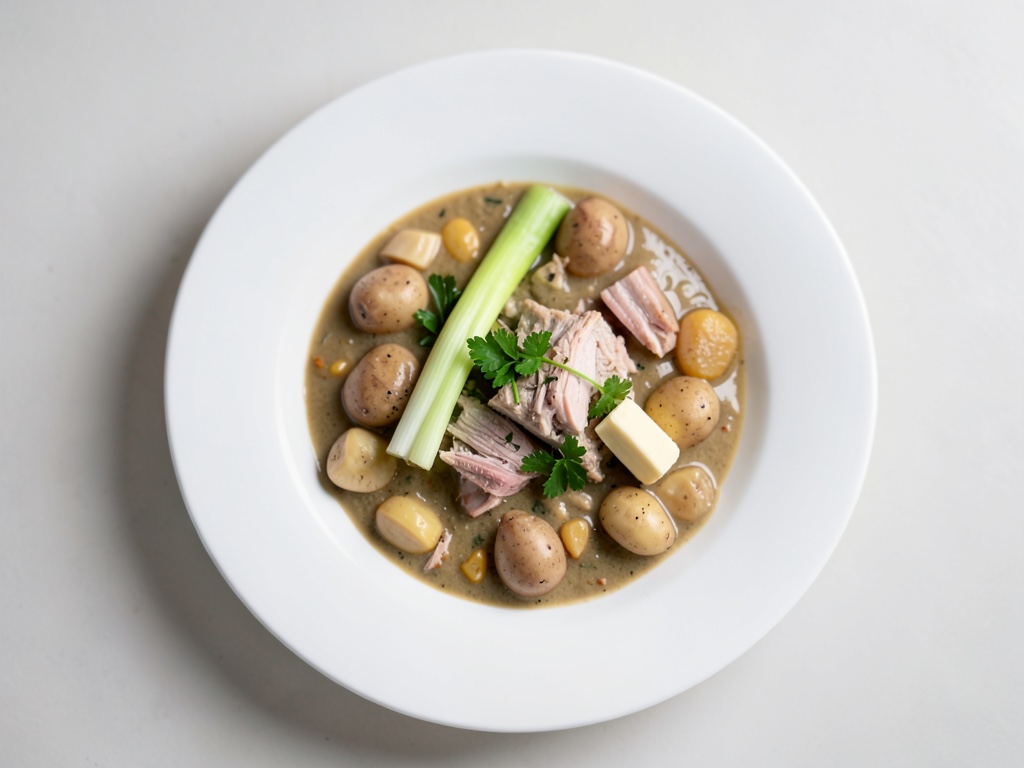 Zuppa di patate e porri con crosta di formaggio croccante