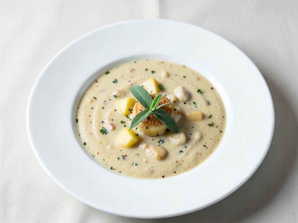 Soupe de pommes de terre crémeuse à la sauge