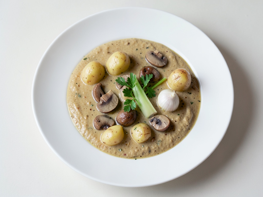 Zuppa cremosa di patate con porcini