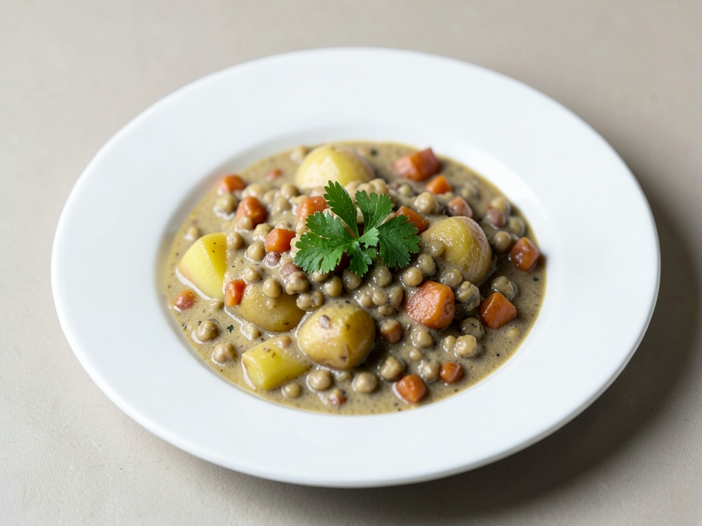 Curry cremoso di patate e lenticchie rosse