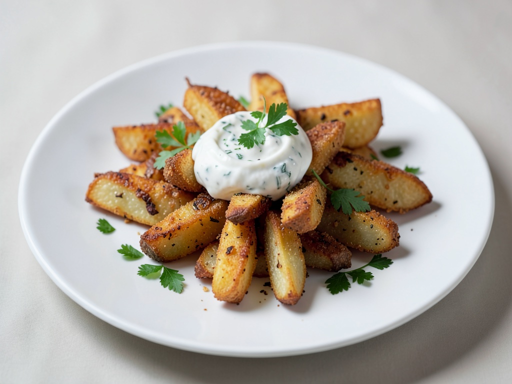 Bocconcini di patate croccanti con dip alla panna acida