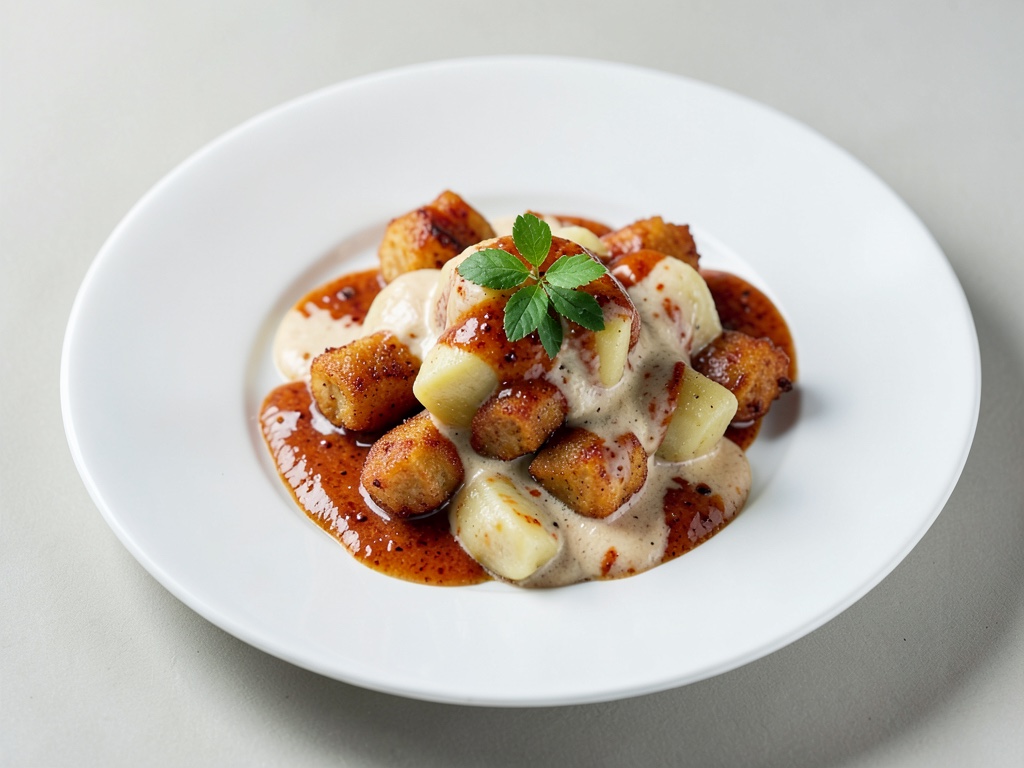 Gnocchi croccanti con salsa cremosa allo zafferano e vino