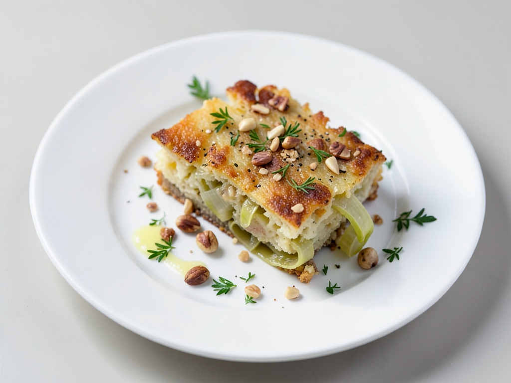 Gratin di patate croccante con porri e noci