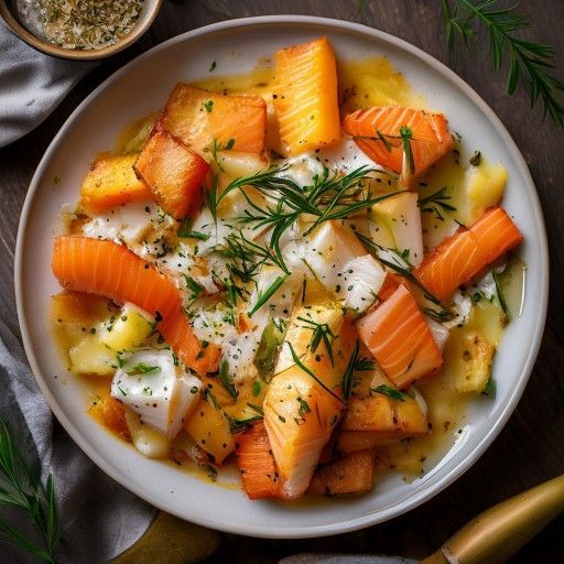 Gratin de pommes de terre croustillant au saumon et fenouil