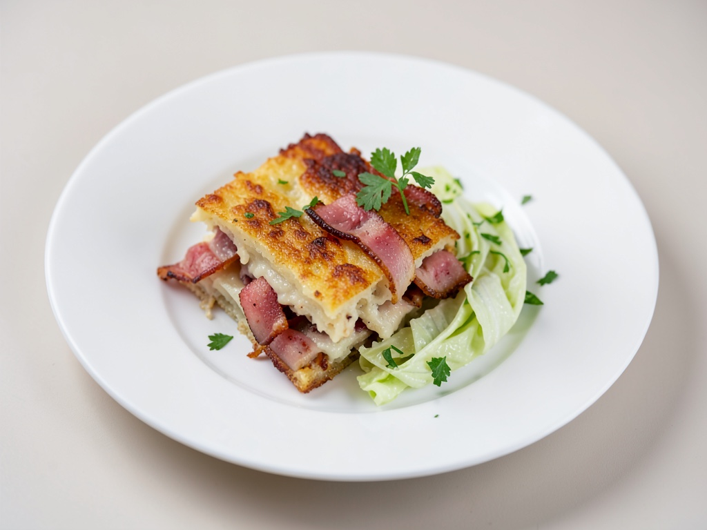 Gratin croccante di patate con pancetta e cavolo cappuccio