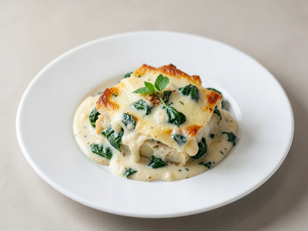 Gratin di patate cremoso con spinaci