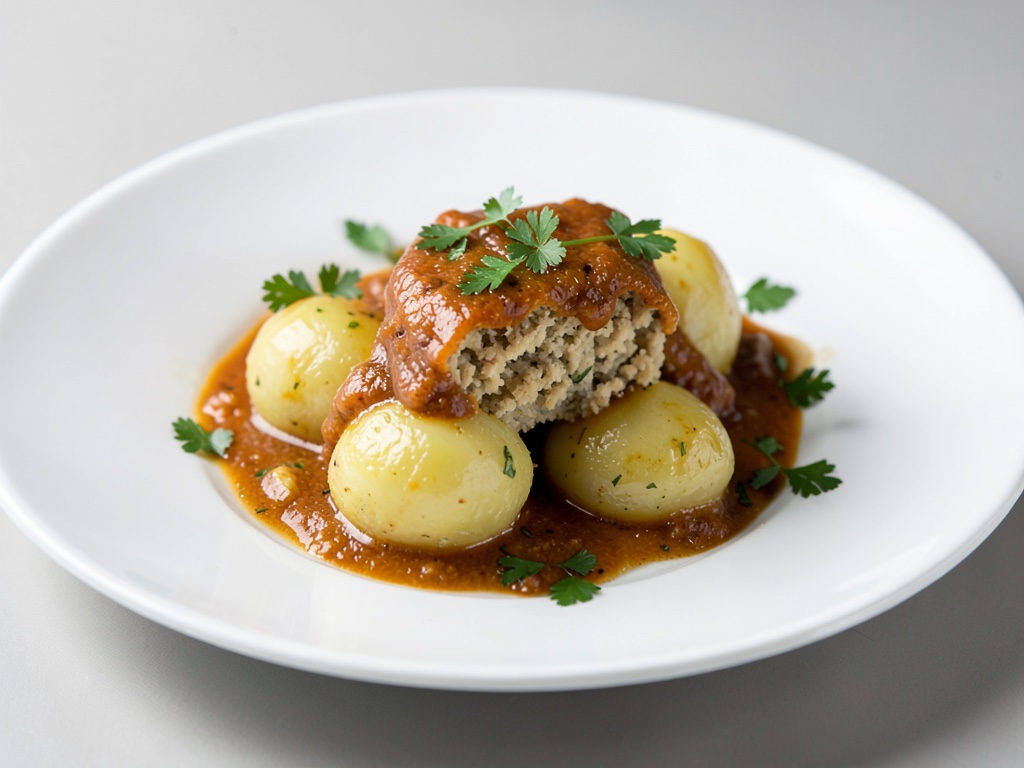 Knödel di patate fatti in casa con ripieno di pane