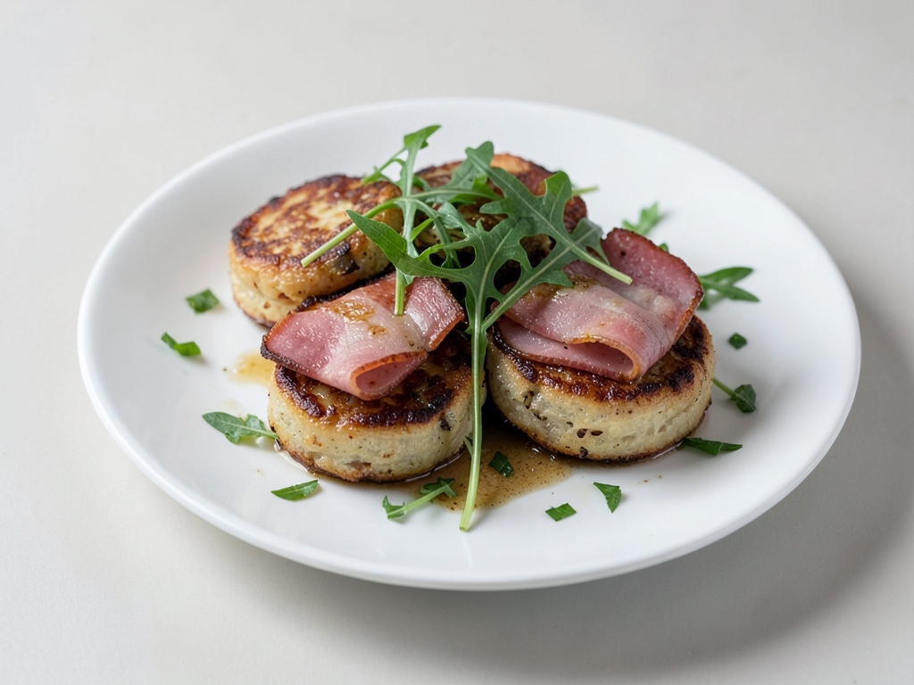 Polpette di patate croccanti con prosciutto e rucola