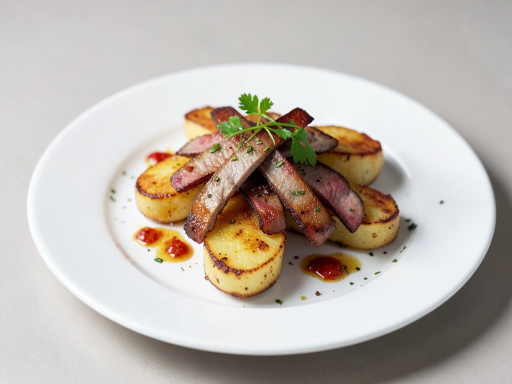 Patate croccanti con striscioline di carne