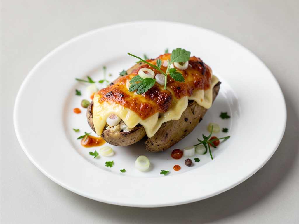 Patate al forno ripiene di formaggio e scalogni