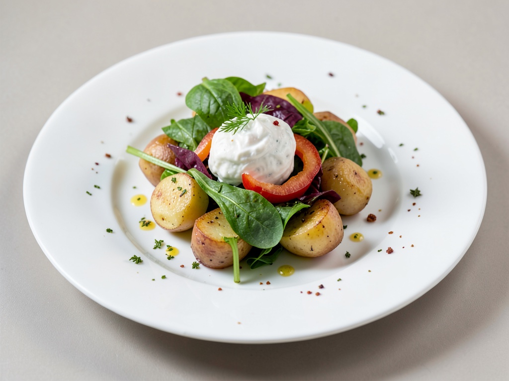 Patate con insalata mista e yogurt