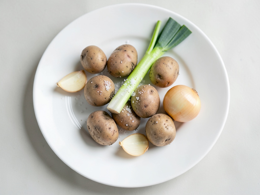 Patate con salsa al porro