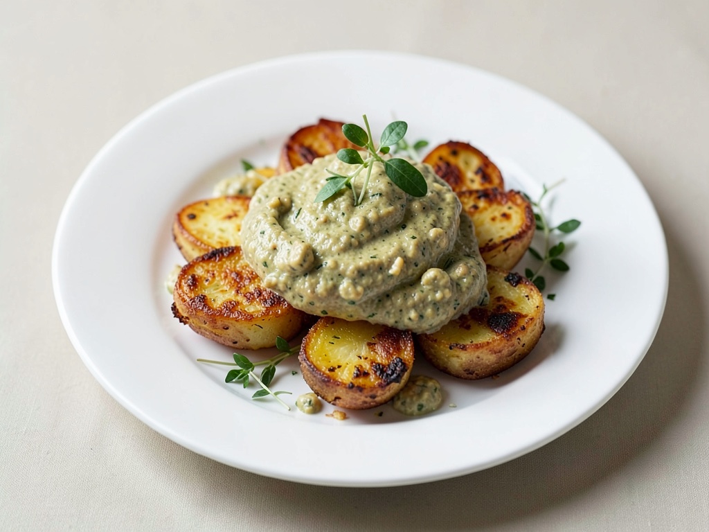 Patate al forno croccanti con rouille all'aglio fatta in casa