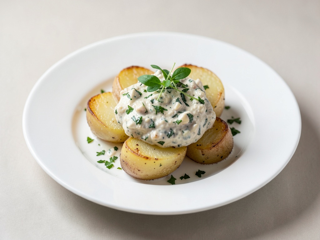 Patate al vapore con dip di quark alle erbe