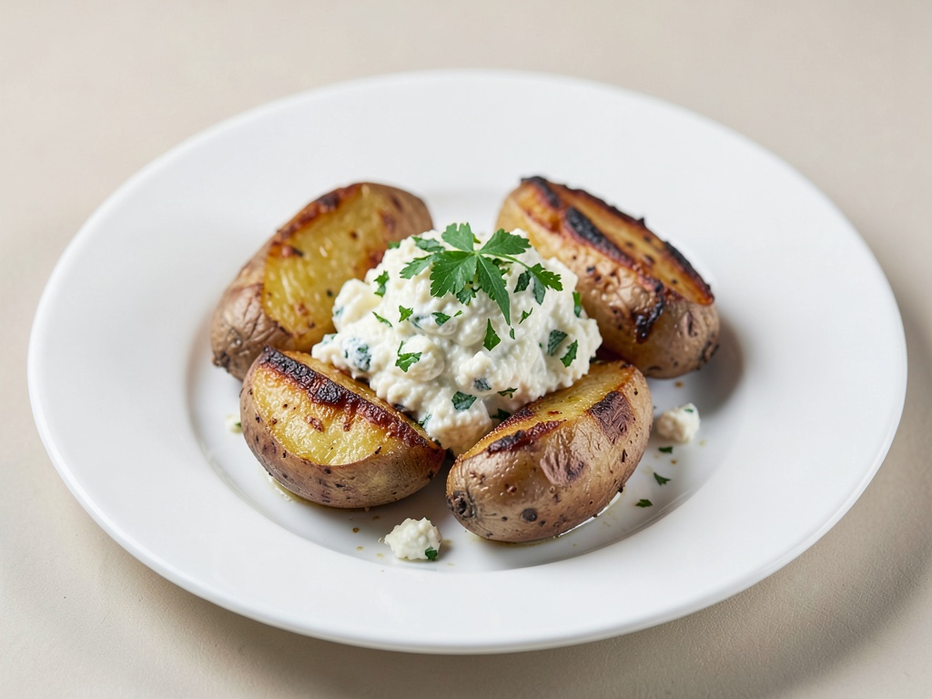 Pommes de terre au four avec crème fraîche au quark et ricotta