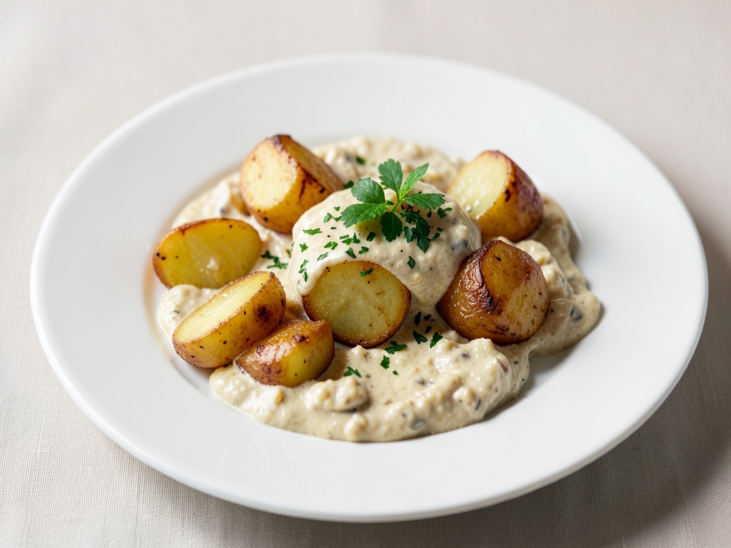 Patate in salsa di panna e peperoni