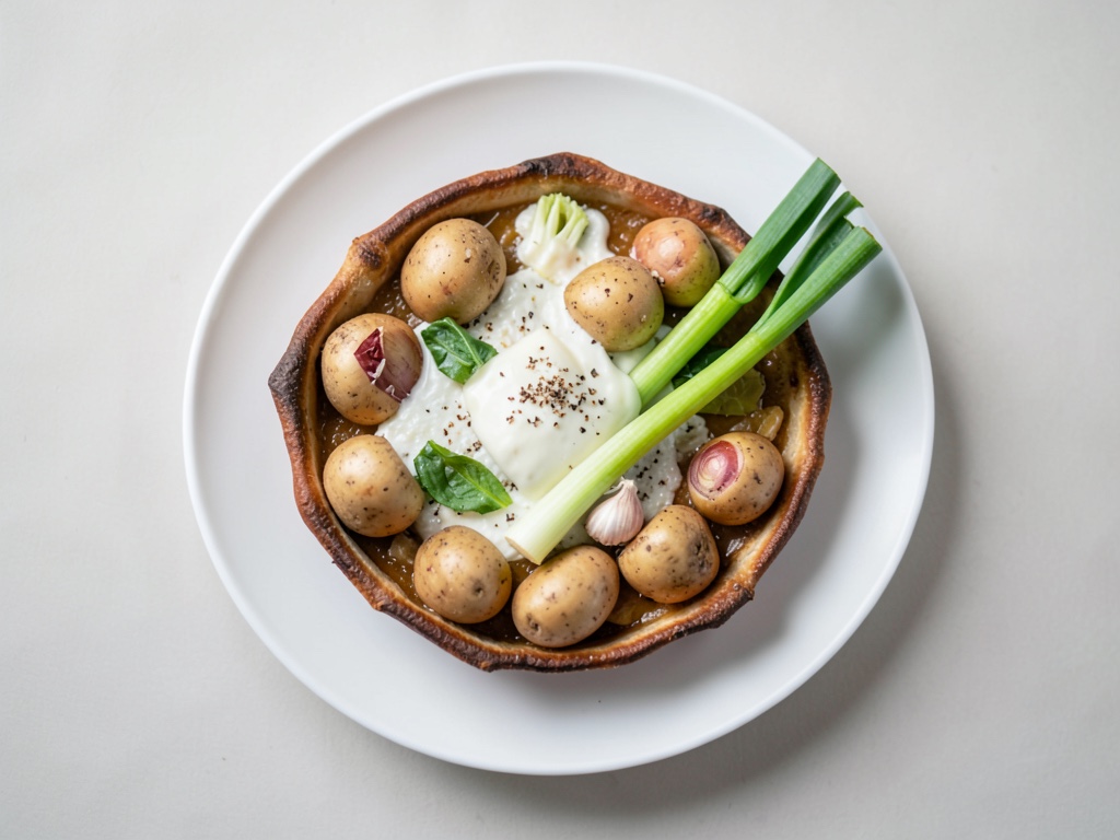 Padella di patate, porri e formaggio