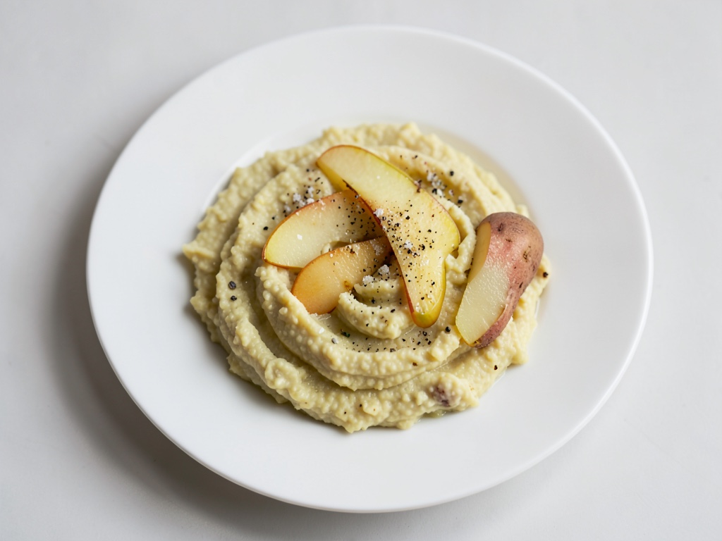 Purè di patate cremoso con pere caramellate