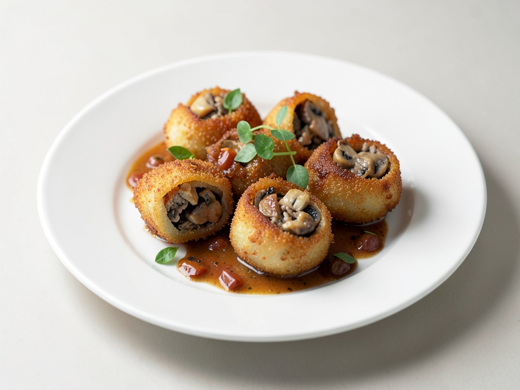 Involtini di patate croccanti al ripieno di funghi champignon