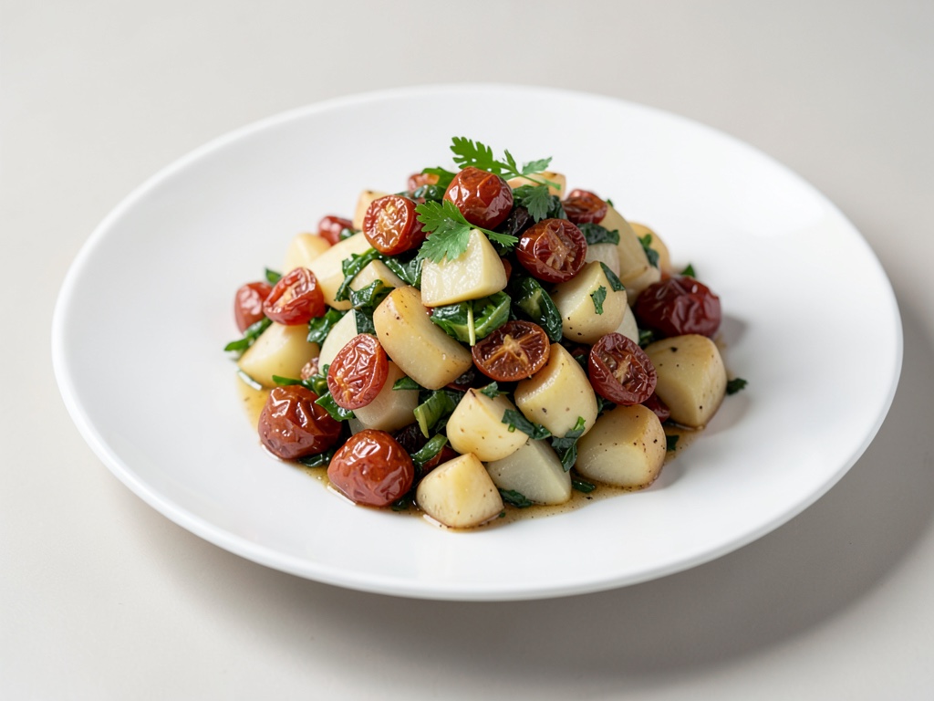 Insalata di patate greca con pomodori secchi