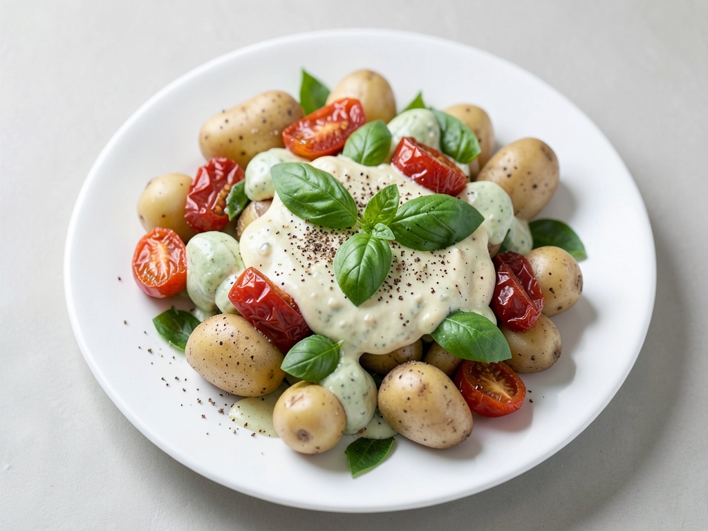 Insalata di patate con maionese al basilico fresco