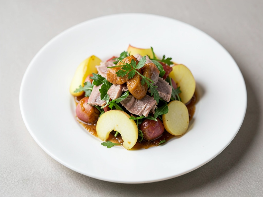 Insalata di patate e aringa autunnale con mela croccante