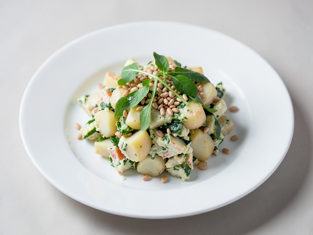 Insalata di patate classica con portulaca e pinoli