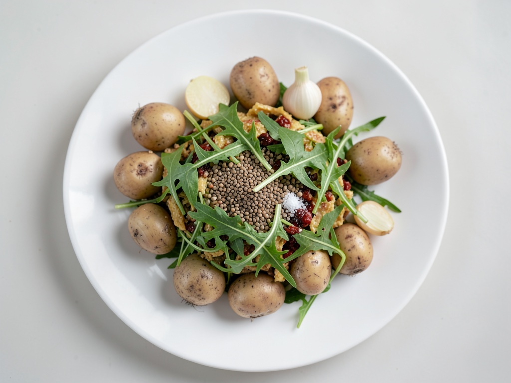 Insalata di patate con rucola