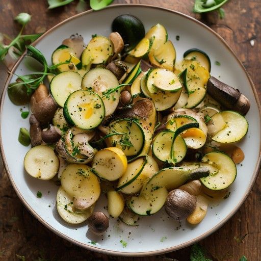Insalata tiepida di patate, zucchine e funghi