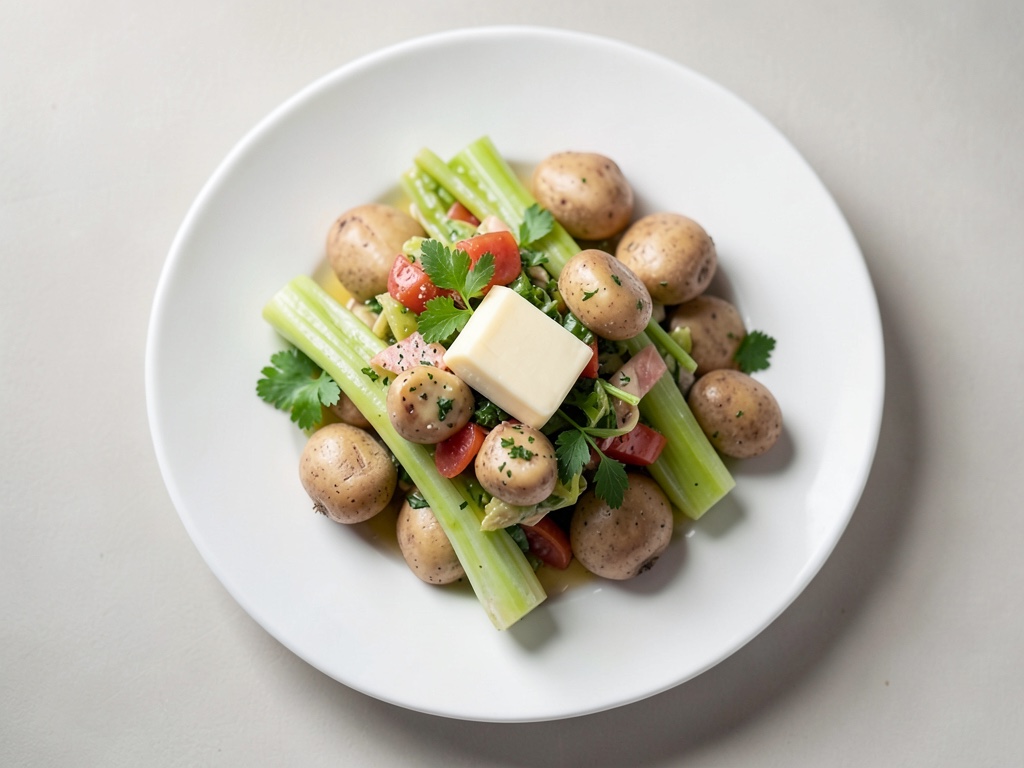 Insalata tiepida di asparagi e patate con pinoli