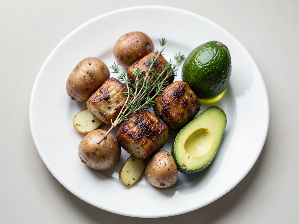 Spiedini di patate alla griglia con dip all'avocado