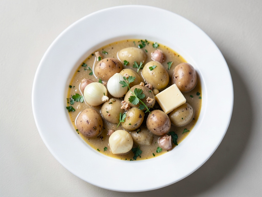 Zuppa di patate cremosa con cubetti