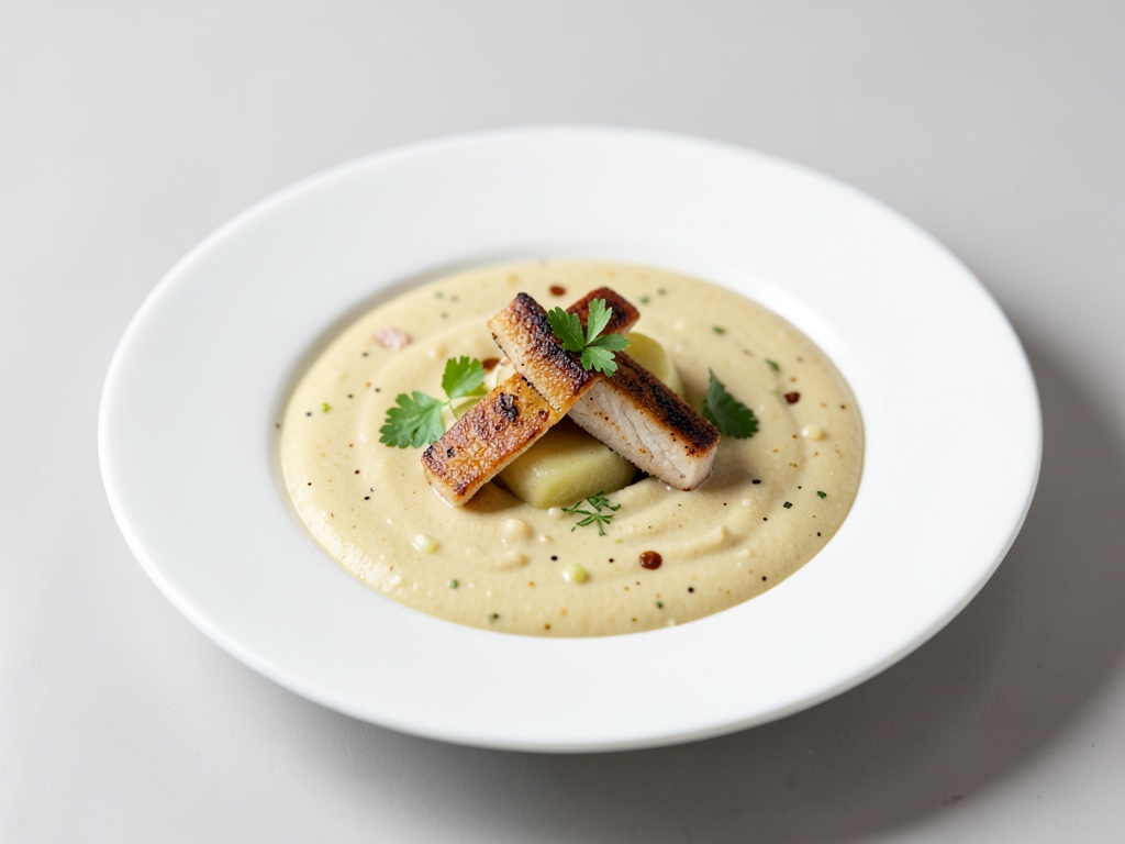 Zuppa cremosa di patate con pesce affumicato