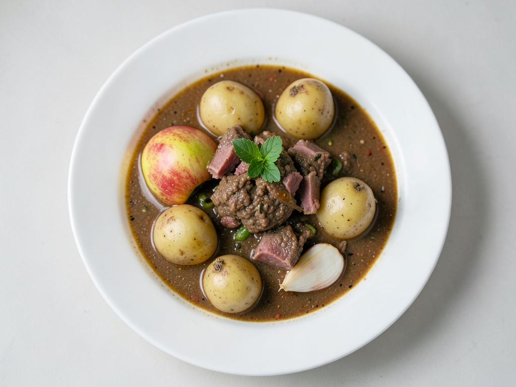 Zuppa cremosa di patate e radicchio con sgombro croccante