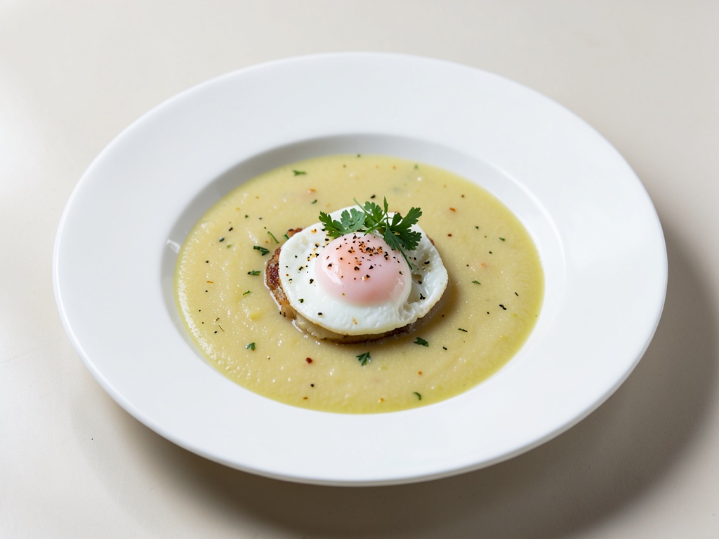 Zuppa di patate con uovo poché