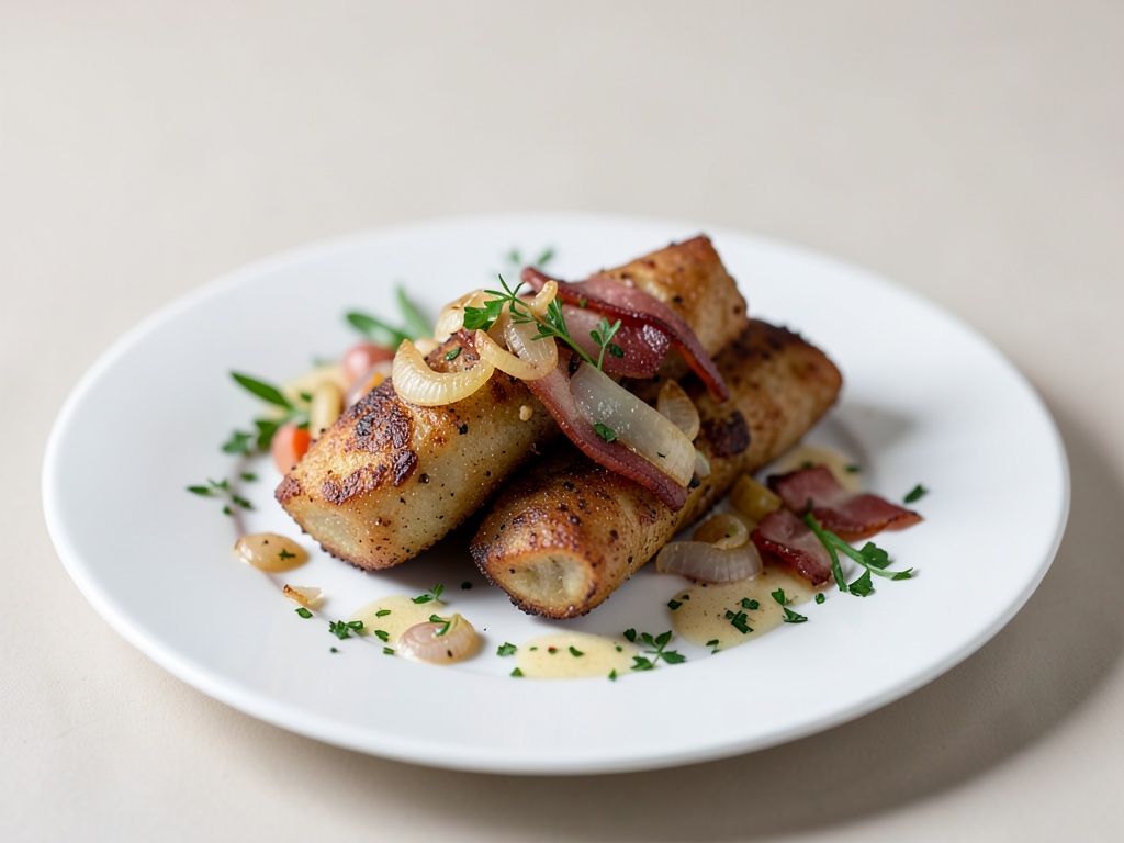 Poches de pommes de terre croustillantes aux oignons et lardons