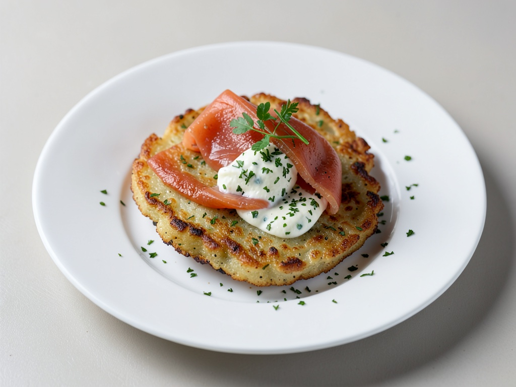 Pommes de terre croustillantes au saumon fumé et crème aux herbes