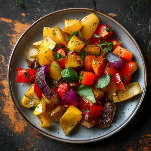 Kassler croustillant avec pommes de terre au four et poivrons colorés