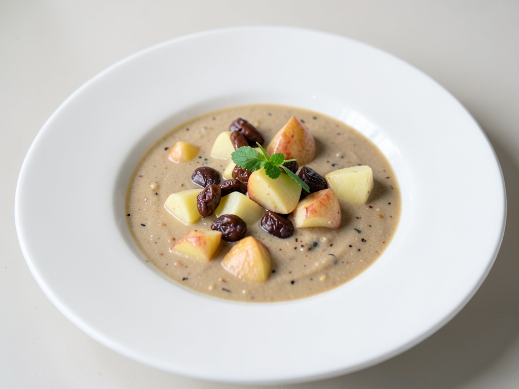 Sopa cremosa de castañas y patatas con manzanas