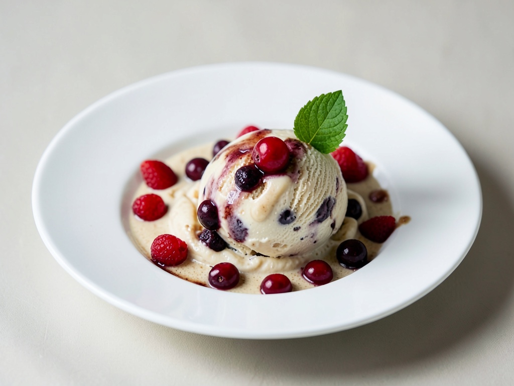 Gelato cremoso alle castagne con mirtilli rossi